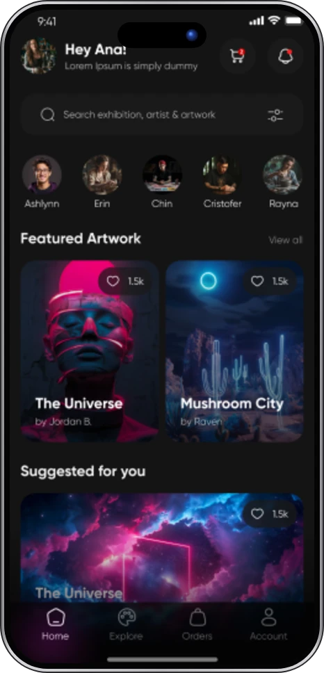 Arts & Artist app screen