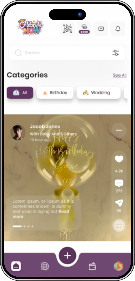 Celebrate Now app screen
