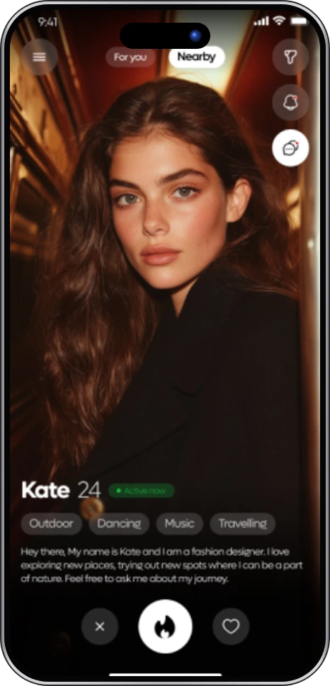 SoulNest app: profile card