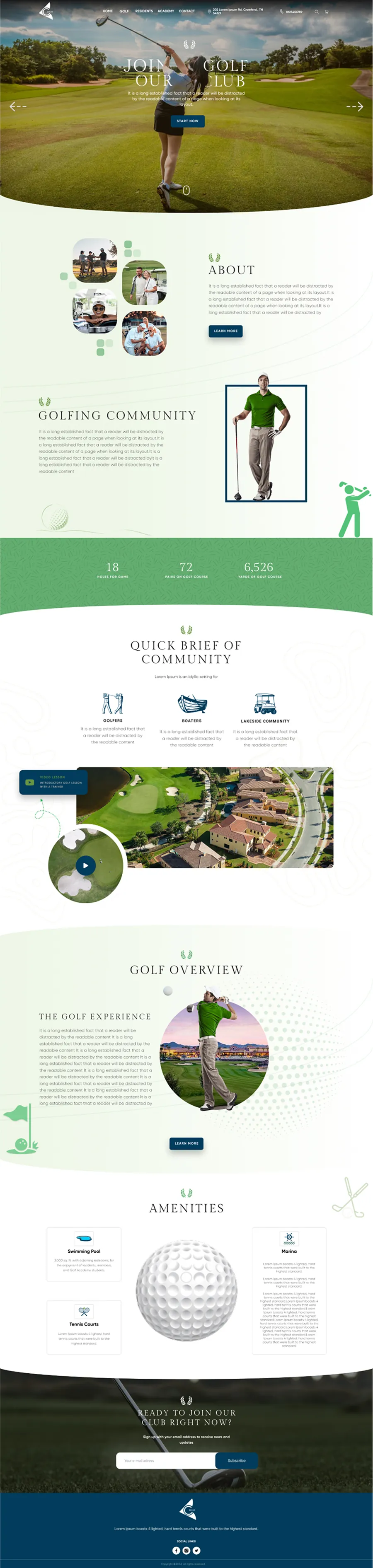 Golf club website design
