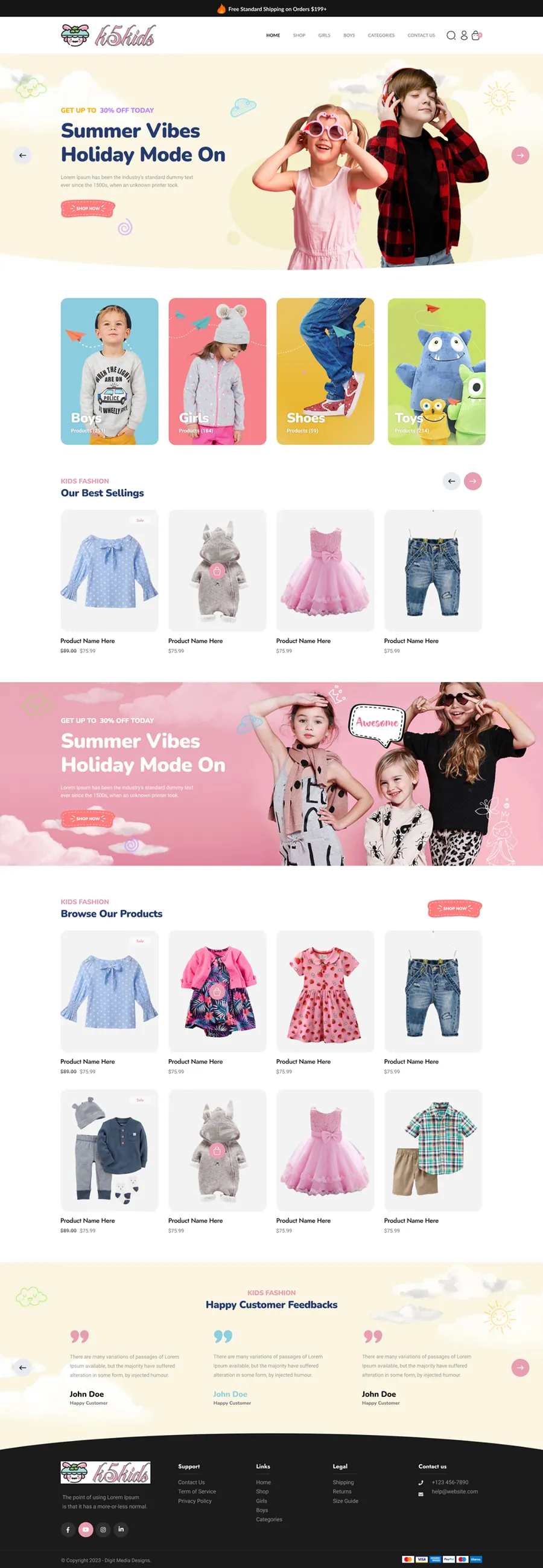 Kids clothing store website design